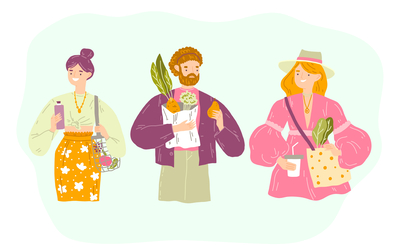 habitants faisant leurs courses