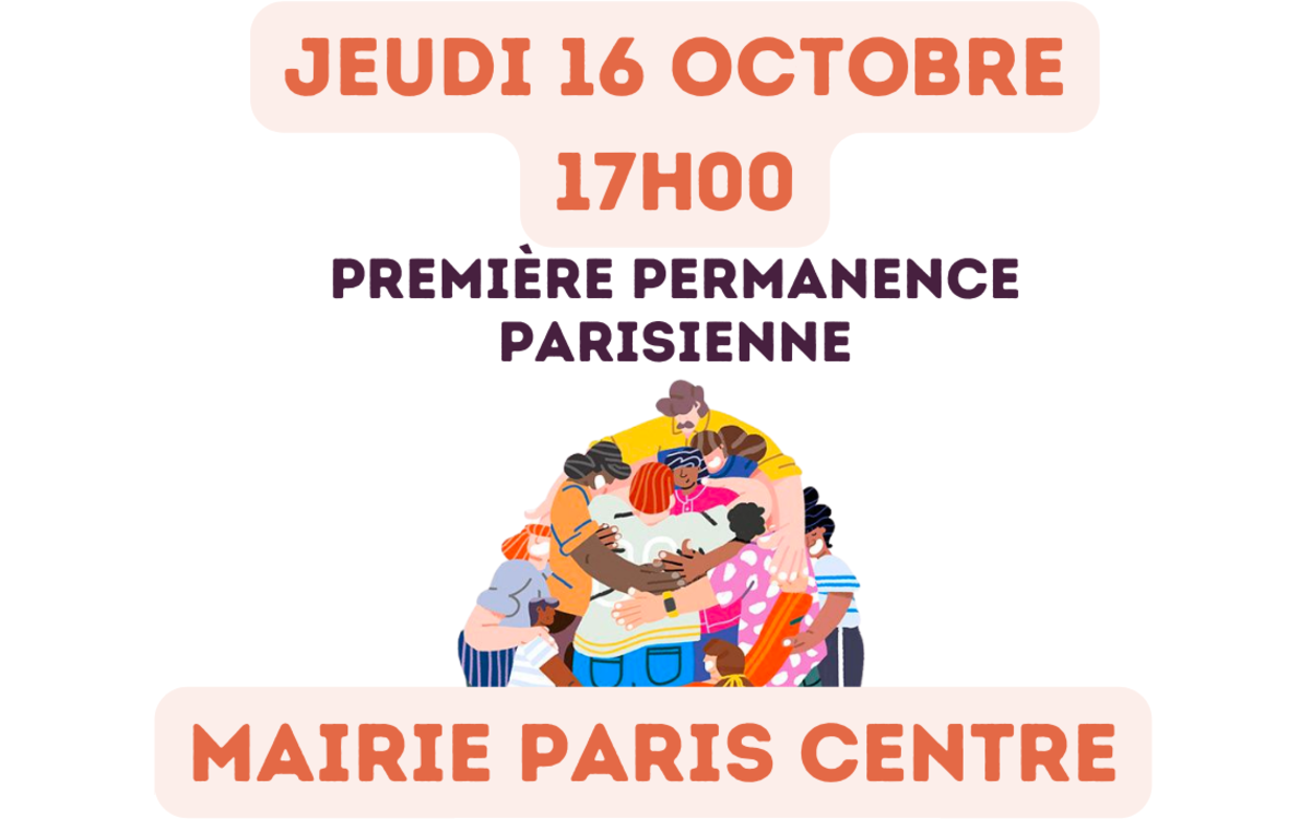 affiche pour la première permanence de l'ADFM à Paris Centre