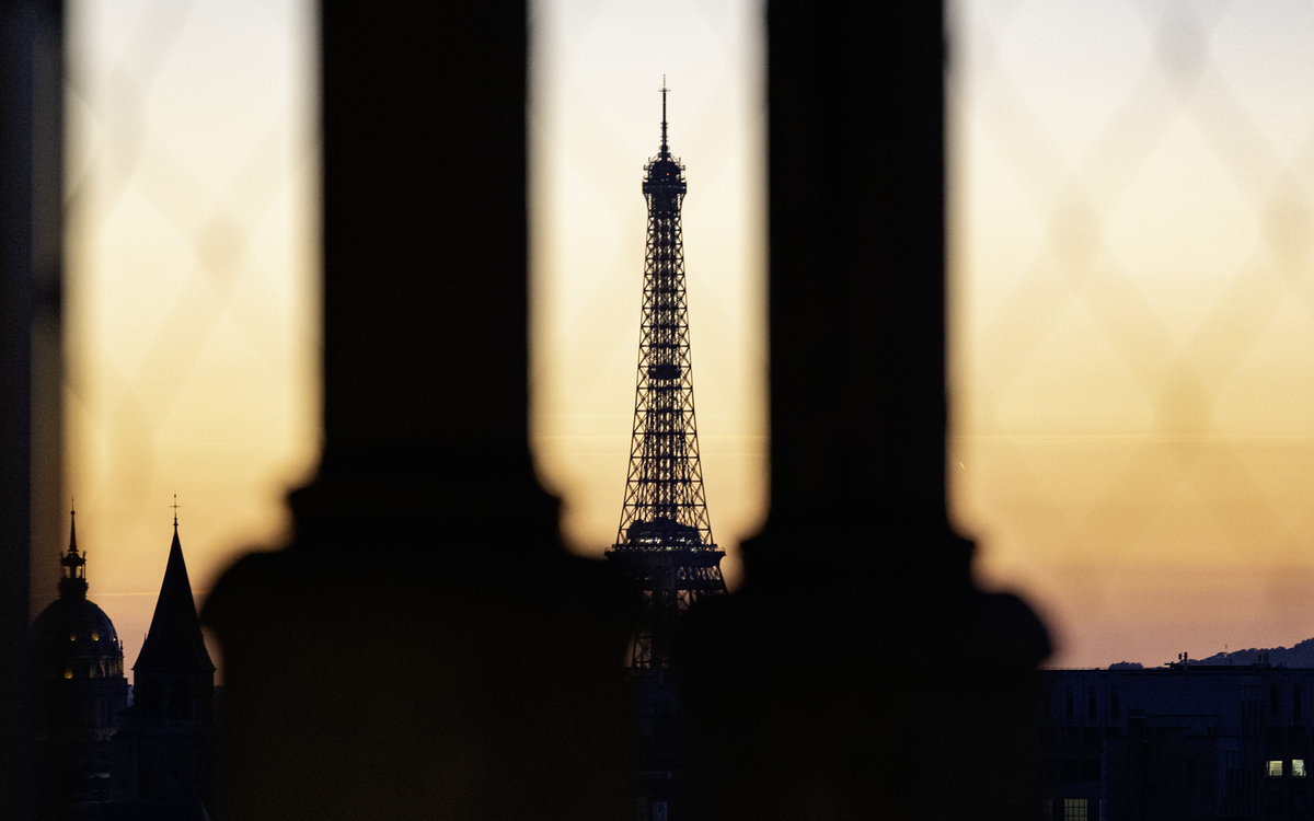 Une vue sur la tour Eiffel depuis les tours de la Cathédrale Notre-Dame.