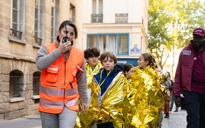 Des enfants de l'école Poulletier de l'île Saint Louis ont participé à l'exercice « Paris Inondé ». 