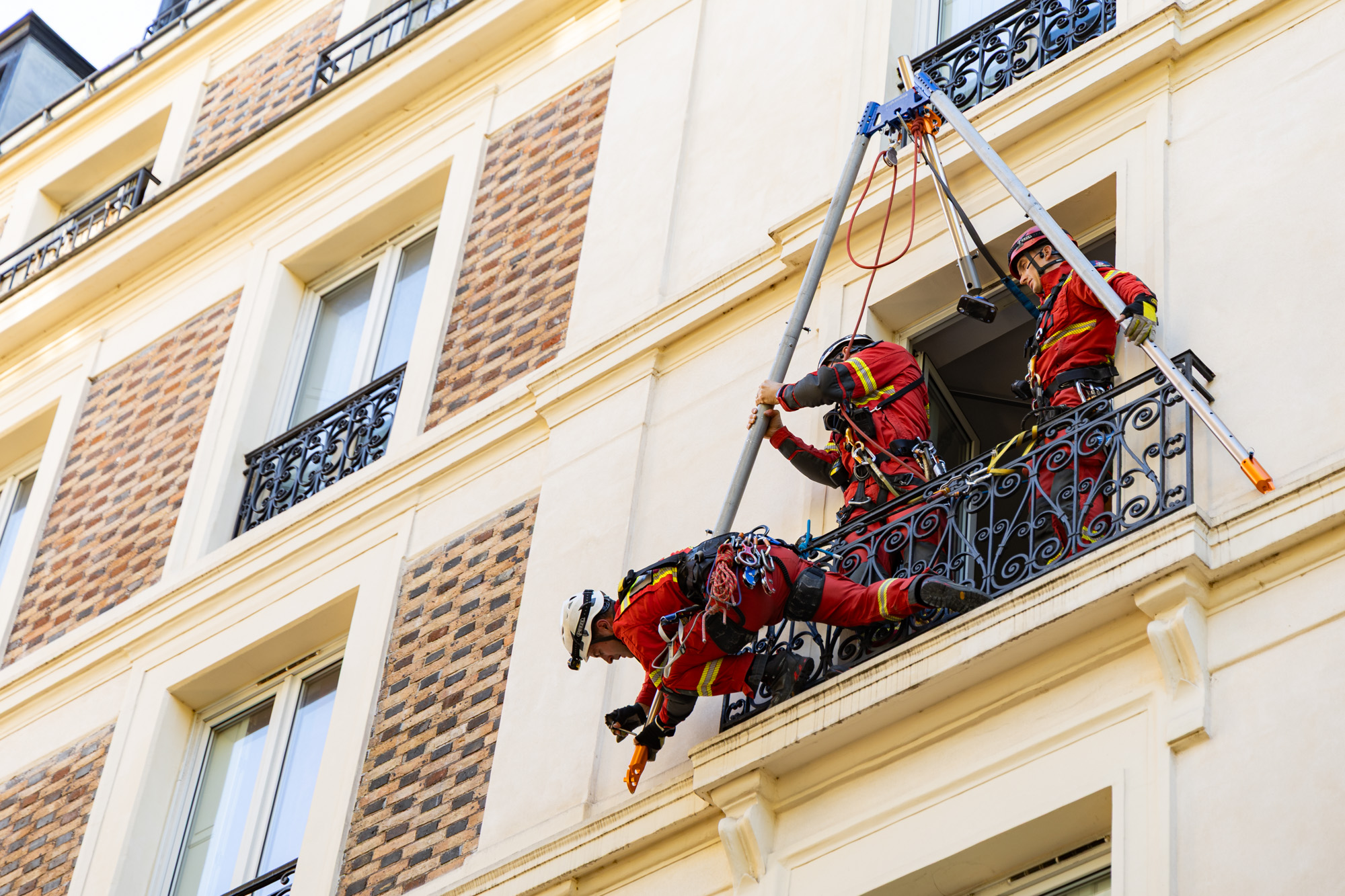 Des pompiers lors de l'exercice de crise en cas de crue majeure de la Seine