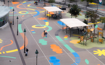Une vue aérienne de la fresque de la Place Henri Frenay