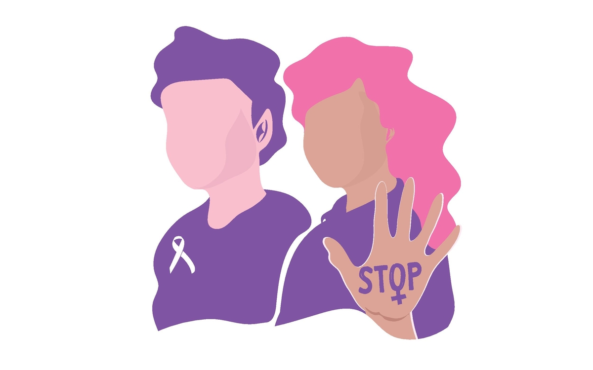 un homme et une femme disant stop aux violences faites aux femmes