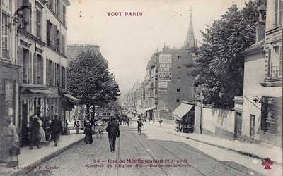 Photo de la rue de Ménilmontant à l’époque du Tramway, vers 1900