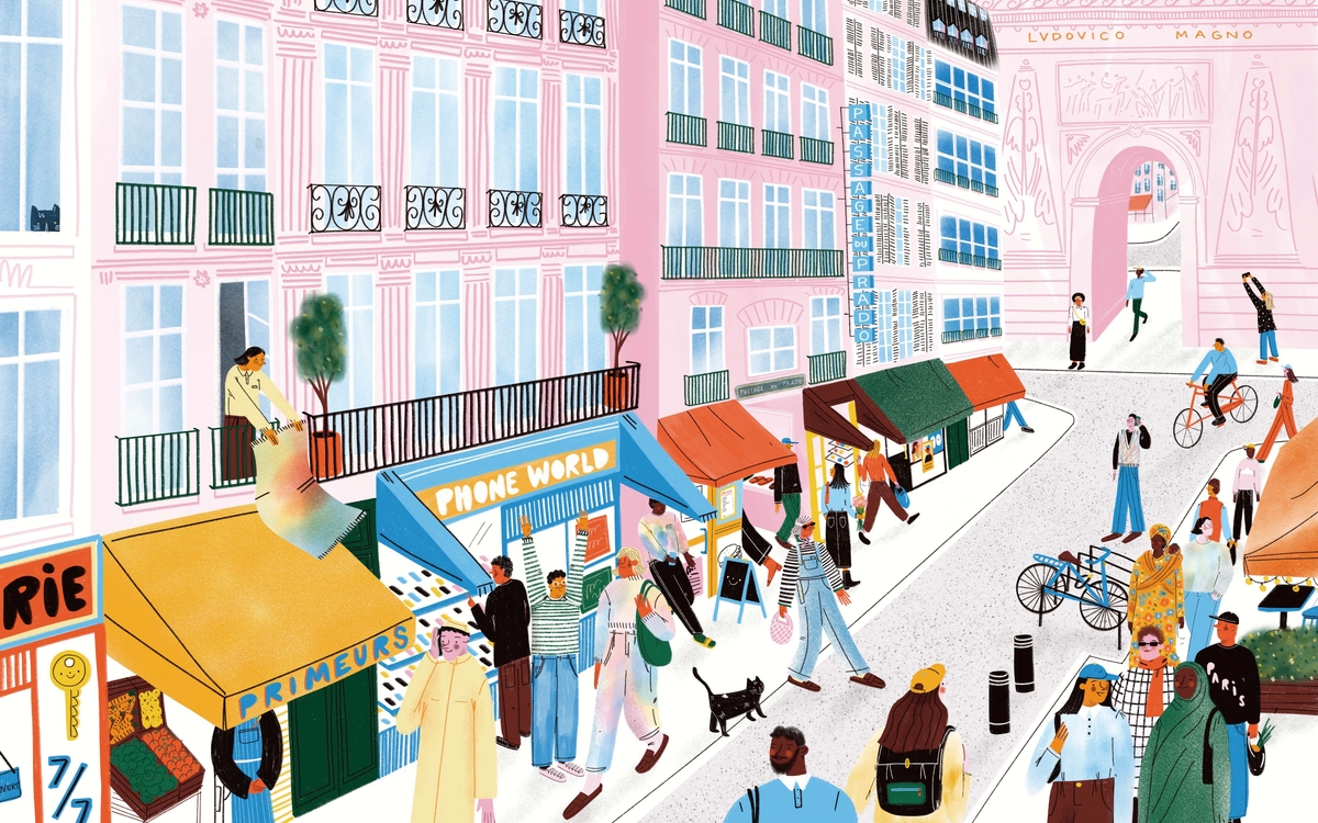 rue du 10e avec commerces et habitants