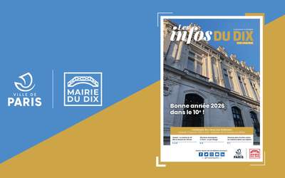 bandeau bleu et jaune avec couverture de journal