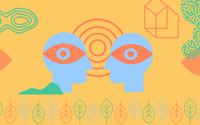 visuel composé de formes colorées abstraites et concrètes