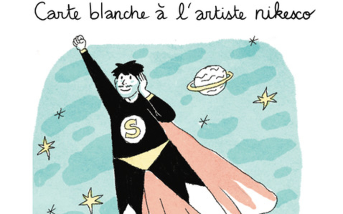 l'affiche de la carte blanche Le Super Pouvoir des Sourds représentant l'auteur Nikesco en tenue de super heros