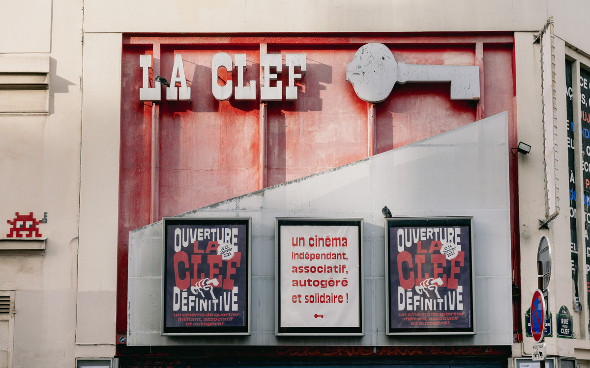 Façade du Cinéma la Clef, dans le 5e. 