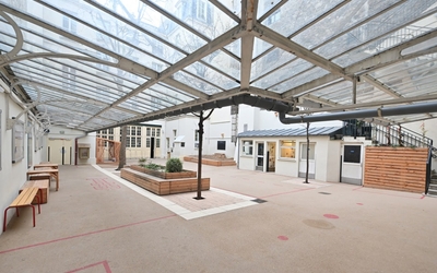 Visuel de la cour oasis de l'école de la Victoire (9e)