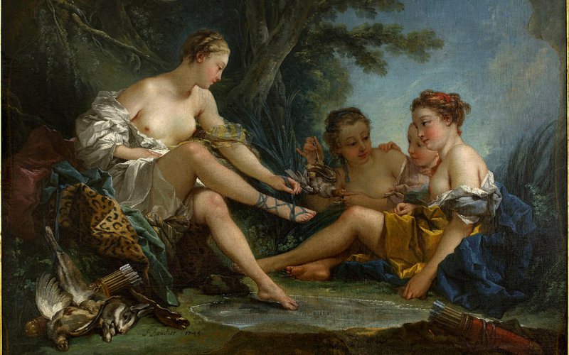 Peinture « Le Repos des nymphes au retour de la chasse », François Boucher.