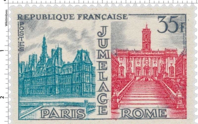 Un timbre poste Paris-Rome datant de 1958.
