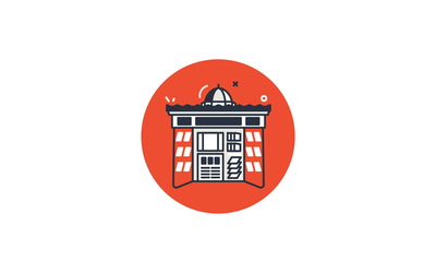 rond rouge avec kiosque dedans 