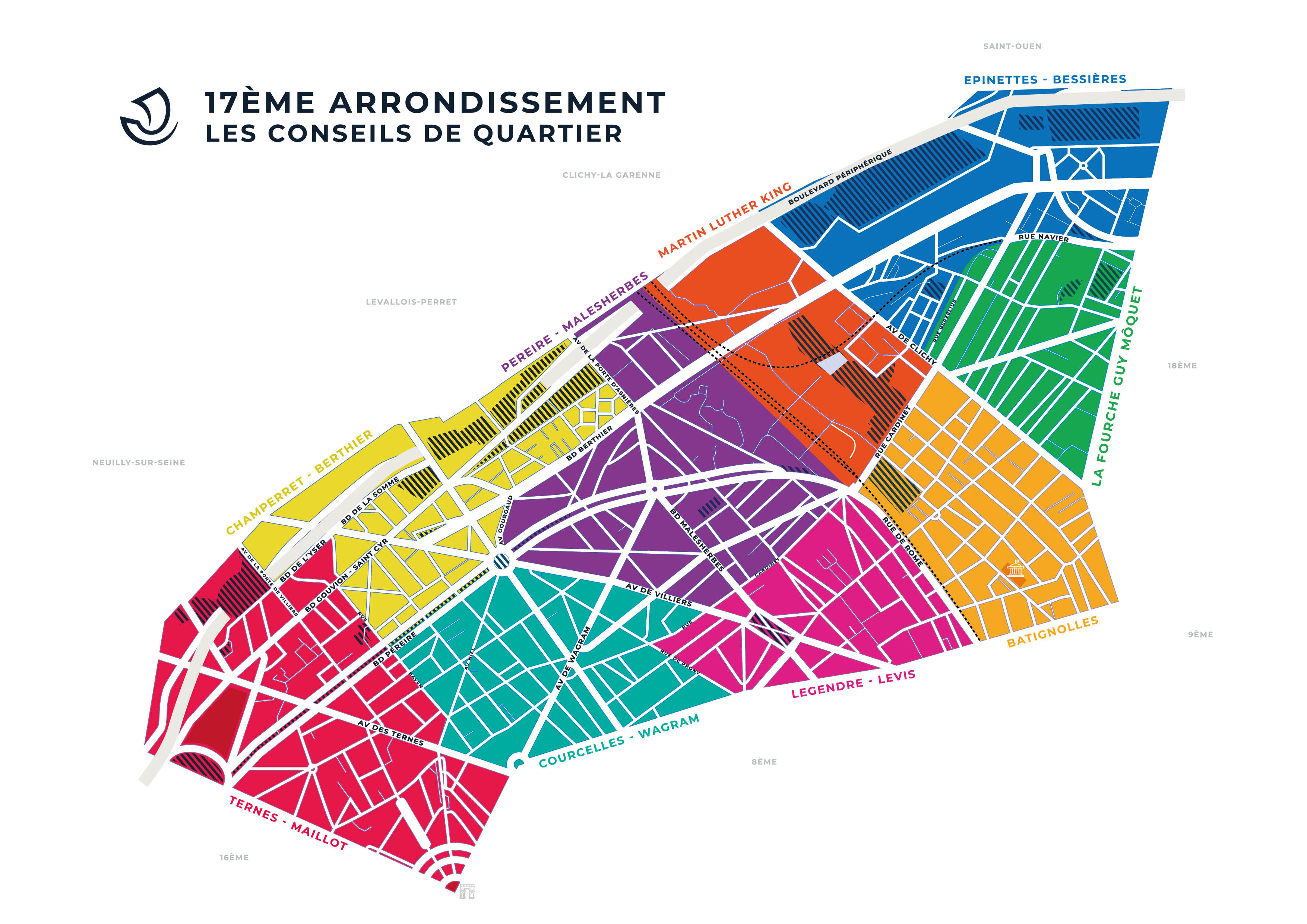 cartographie des 9 conseils de quartier