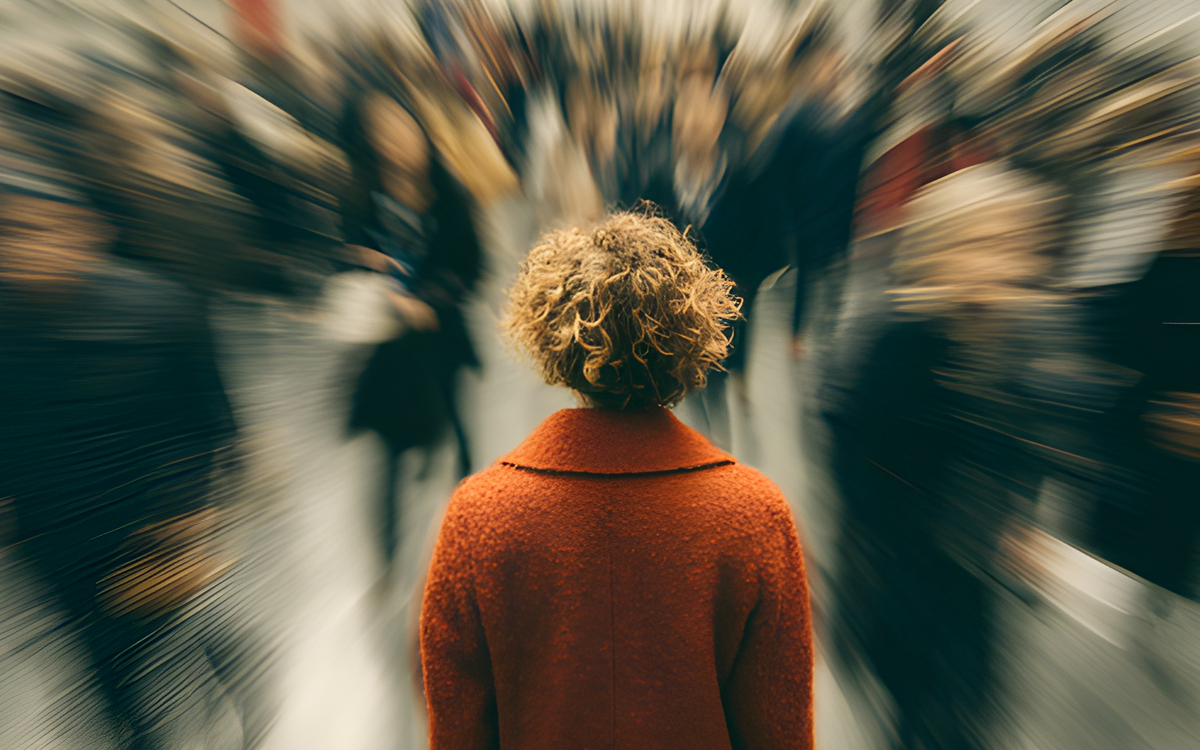 Femme de dos regardant la foule