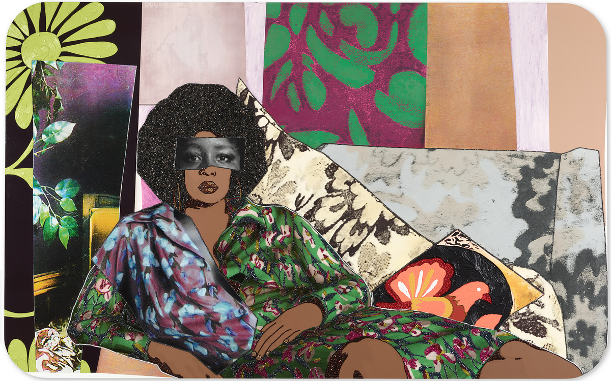 Oeuvre de Mickalene Thomas représentant un collage
