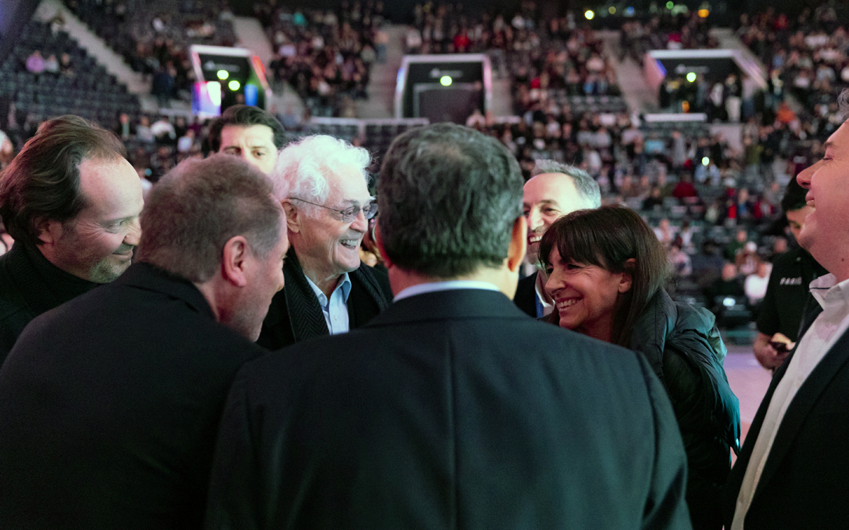 Anne Hidalgo, Jean-Marc Germain et Lionel Jospin lors de l'inauguration de l'Arena porte de la Chapelle à Paris.