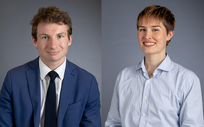 Portraits de Jules Pasquier et Jeanne Ouvret, nouveaux élus du Conseil de Paris. 