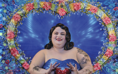 affiche bleu scintillante avec barbara butch