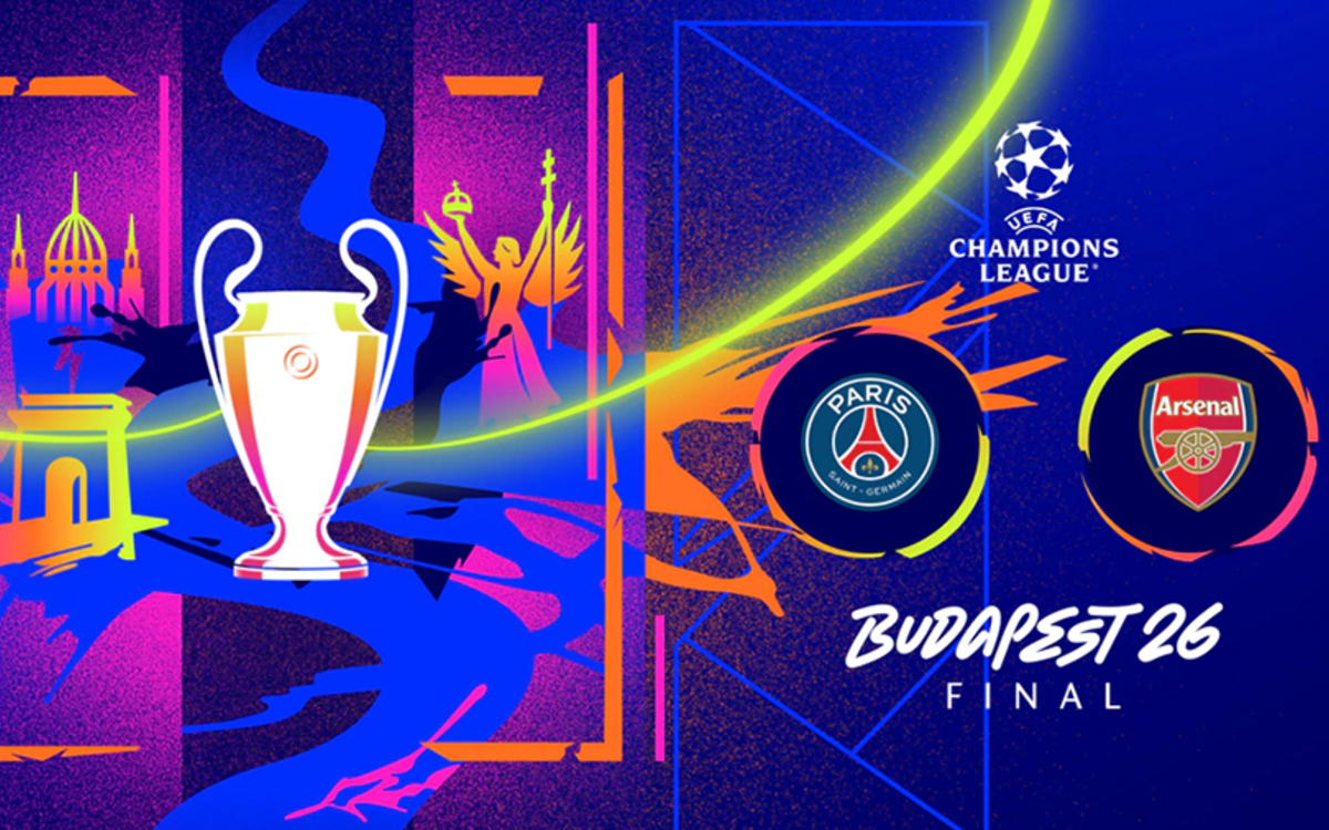 Composition multicolore avec les logos des deux clubs