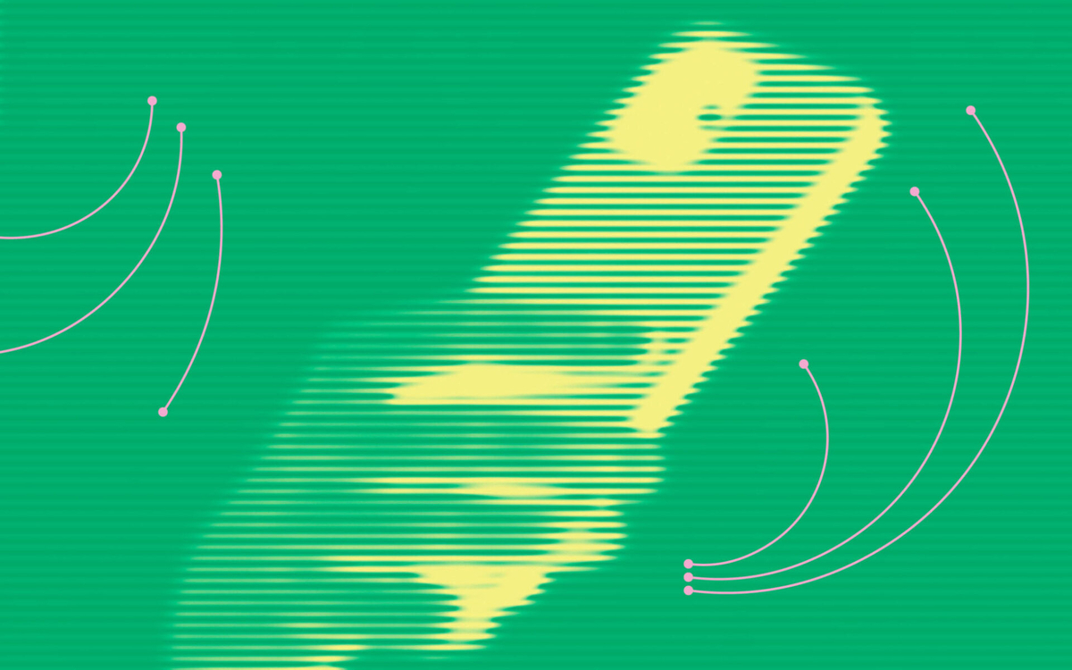 Visuel de l'expo "Moi et les autres, regards d’artistes sur nos vies en ligne" à la Fondation EDF représentant une main qui tient un smartphone sur un fond vert