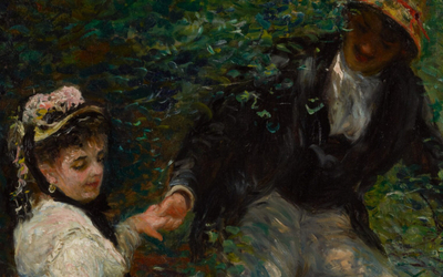 Tableau de Renoir représentant un homme et une femme se tenant la main dans un décor bucolique