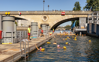 Ouverture site de baignade Paris en Seine - site Bras Marie Hôtel de Ville.
