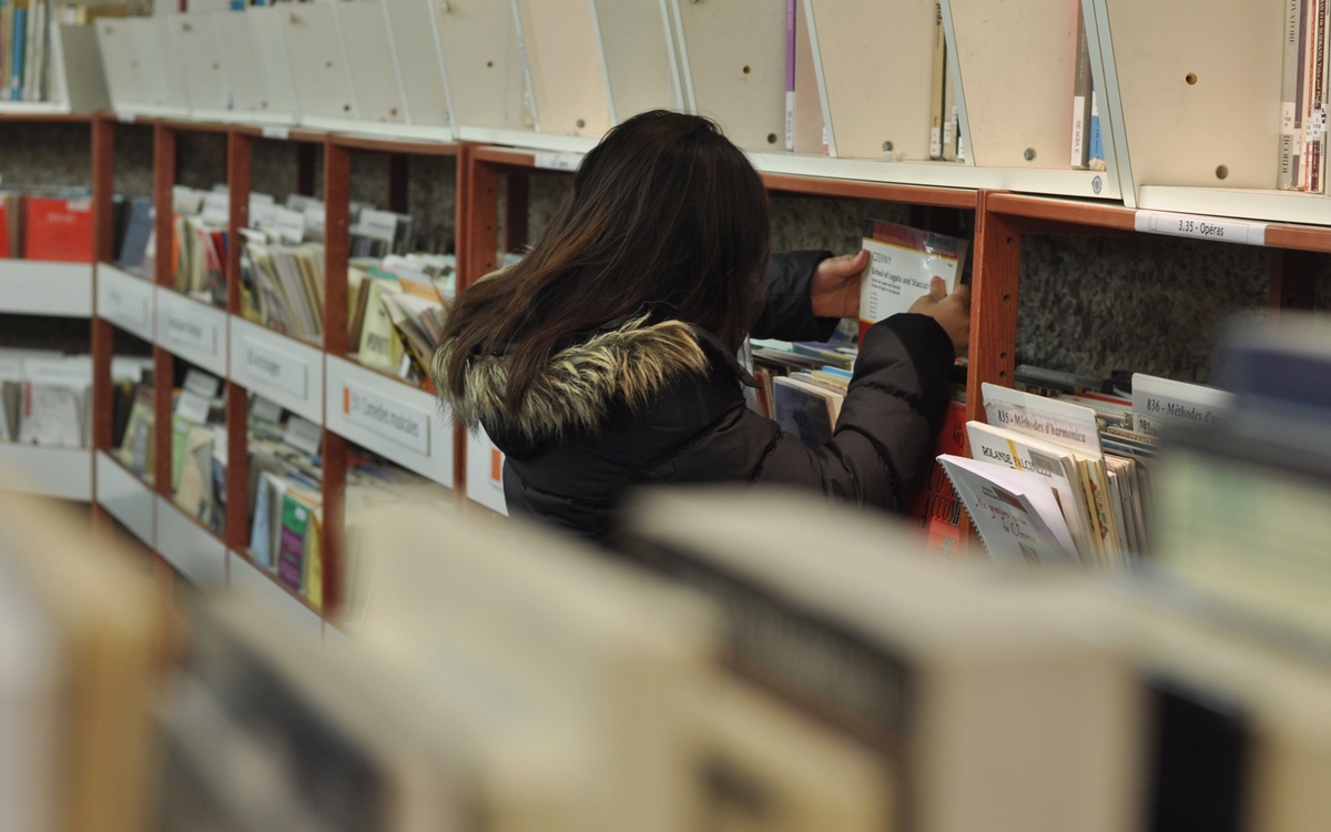 jeune fille qui consulte les documents