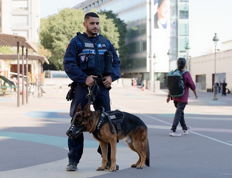Chien policier et maitre chien 