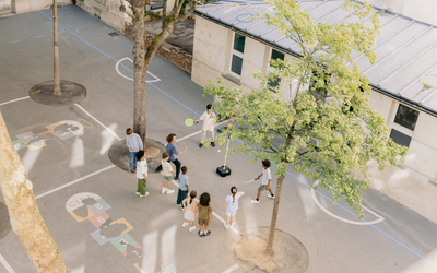 Cour du périscolaire à l'Ecole Turenne, 3e. 
