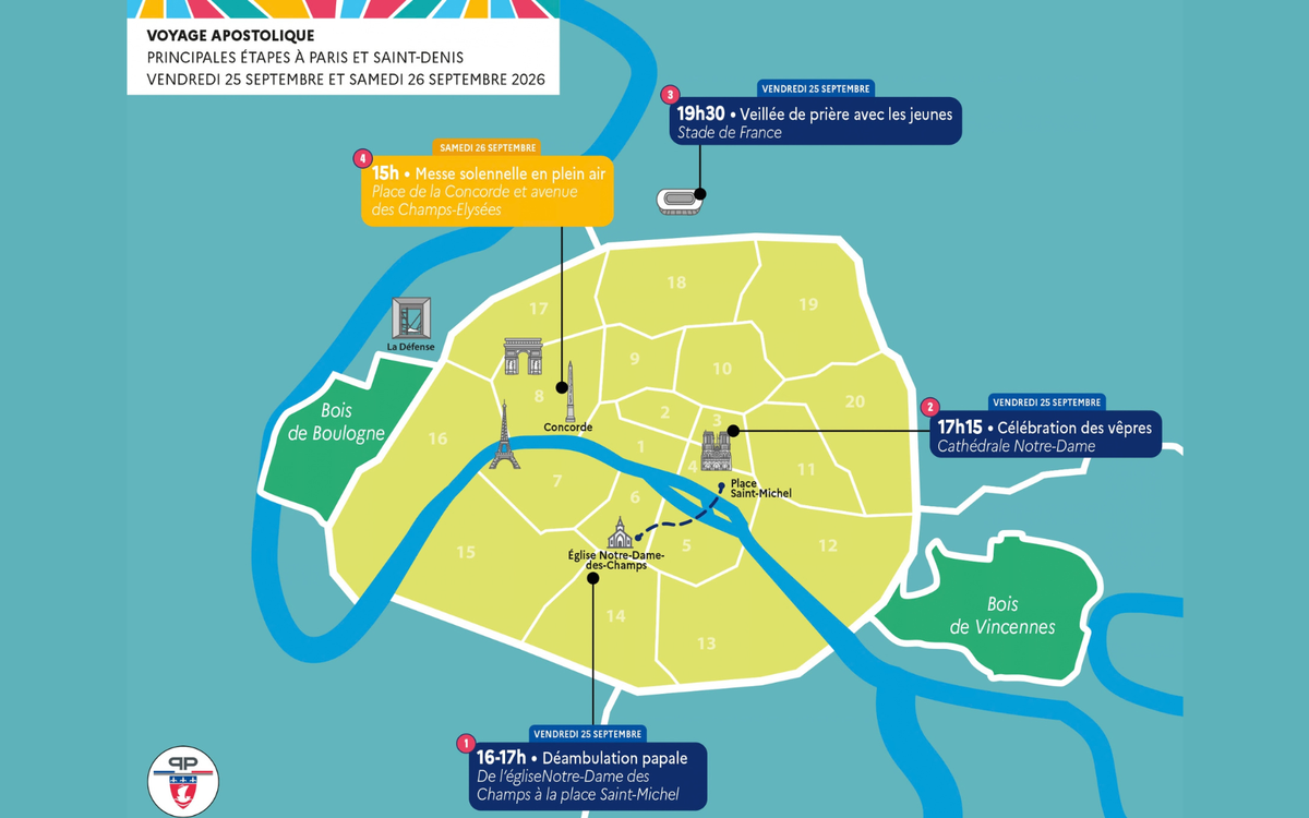 carte parisienne de la deambulation du pape leon 14