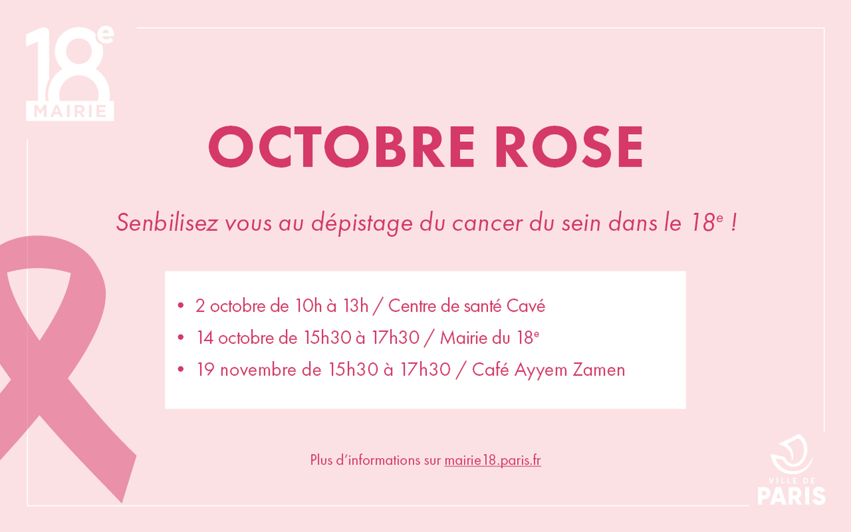 support sur les dates de sensibilisation au dépistage du cancer du sein