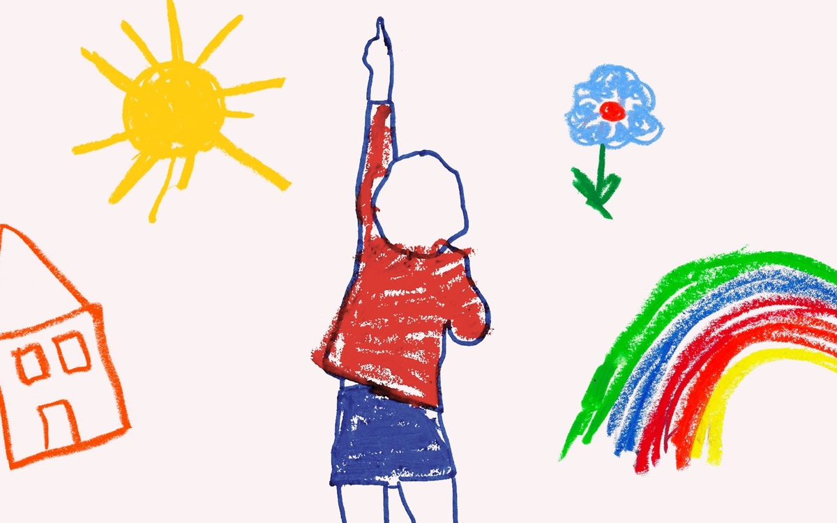 Affiche représentant un dessin d'un enfant qui dessine