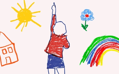 Affiche représentant un dessin d'un enfant qui dessine