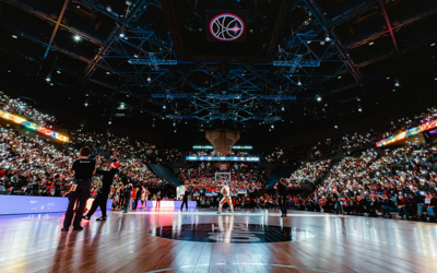 Vue sur le parquet de l'Adidas Arena