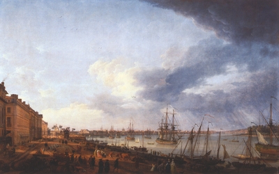 Vue d'une partie du Port et de la ville de Bordeaux prise du côté des Salinières.