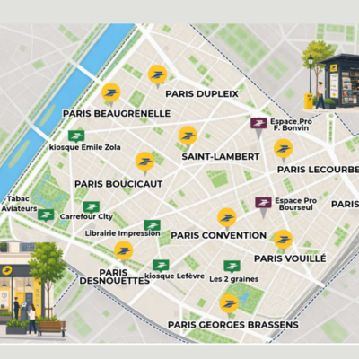 Carte avec les points de la banque