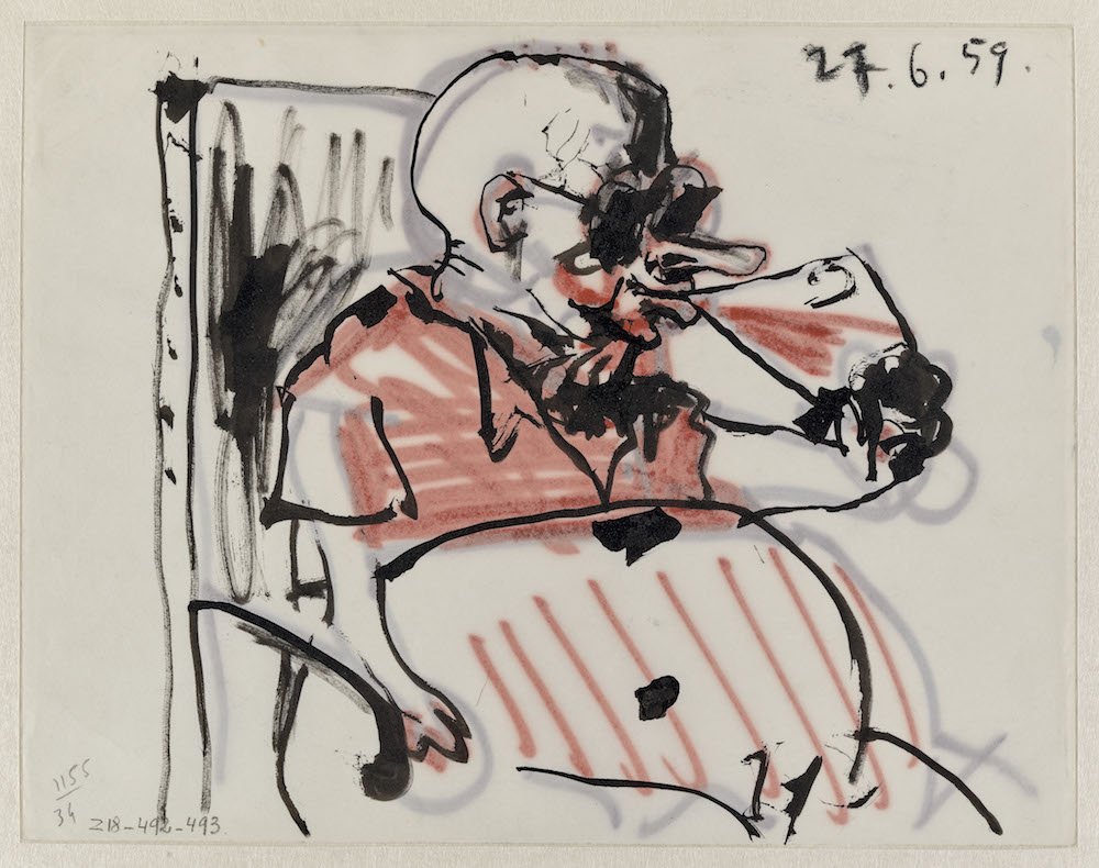 Pablo Picasso Portrait-charge de Jaime Sabartés 27 juin 1959, Dessin au crayon noir, dessin au pinceau, encre de Chine, vélin (papier) (Musée national Picasso-Paris, Photo (C) RMN-Grand Palais (Musée national Picasso-Paris) / Adrien Didierjean © Succession Picasso 2020) Pablo Picasso Portrait-charge de Jaime Sabartés 27 juin 1959, Dessin au crayon noir, dessin au pinceau, encre de Chine, vélin (papier)