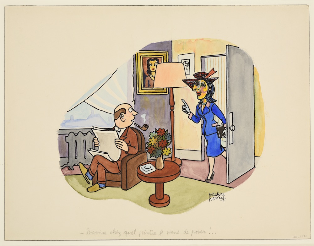 Maurice Henry «Devine chez quel peintre je viens de poser» (Dessin au recto par Maurice Henry et au verso par Pablo Picasso) Sans date (Musée de Reims) Maurice Henry «Devine chez quel peintre je viens de poser» (Dessin au recto par Maurice Henry et au verso par Pablo Picasso) Sans date