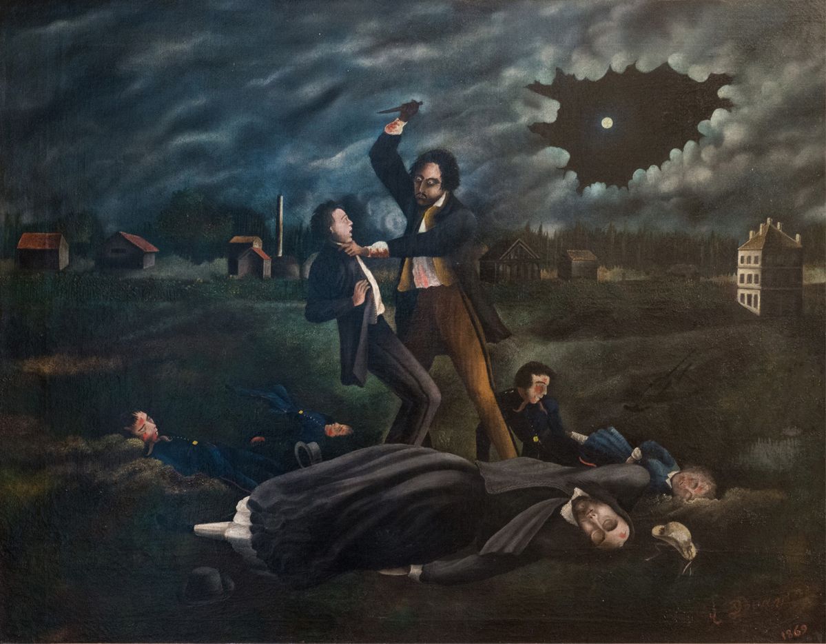 R. Douay : Le fou assassin, le meurtre de Pantin, le crime de Troppmann, 1869. Huile sur toile.