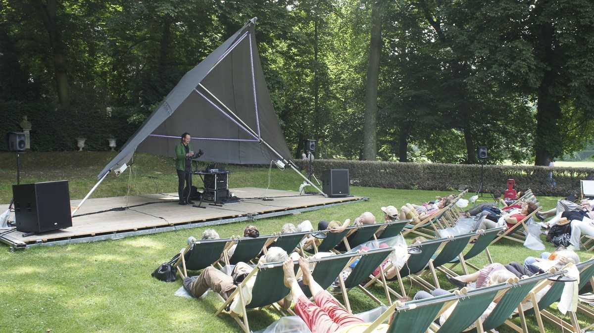 Nom du spectacle : Le concert jardinal, concert numérique de plein air en transats vibrants Compagnie : Espace Musical (Compagnie : Espace Musical) Nom du spectacle : Le concert jardinal, concert numérique de plein air en transats vibrants Compagnie : Espace Musical
