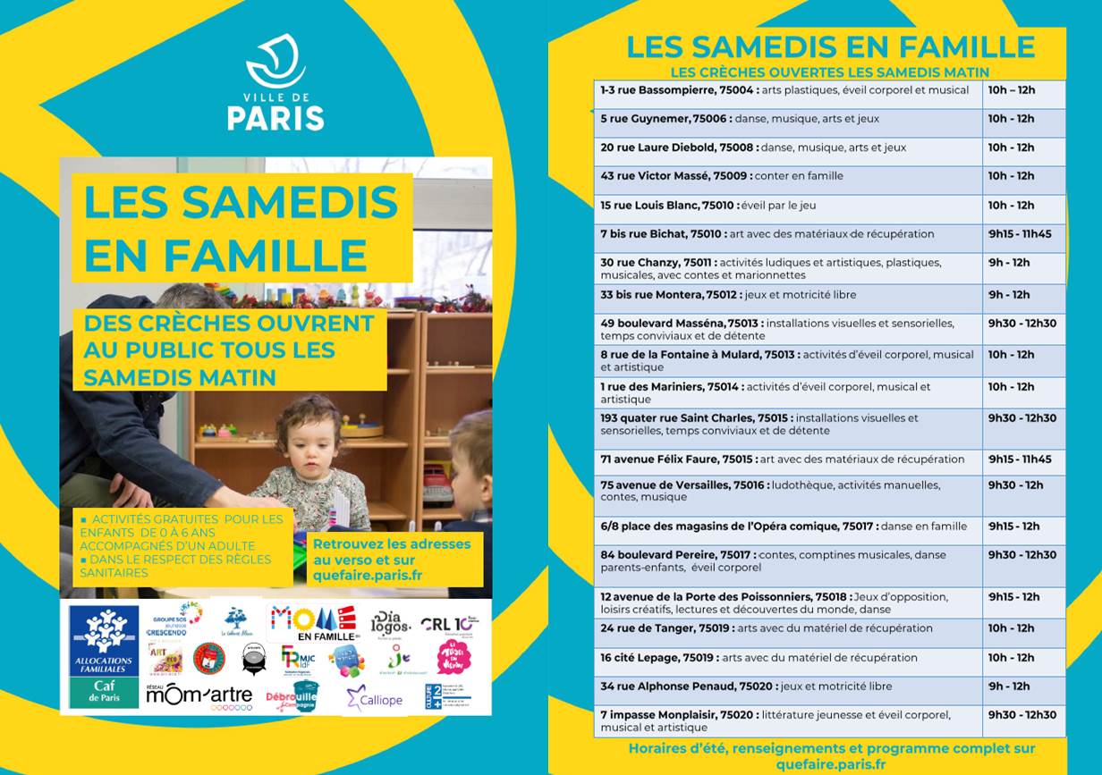 Flyer Les samedis en famille (Mission communication DFPE) Flyer Les samedis en famille