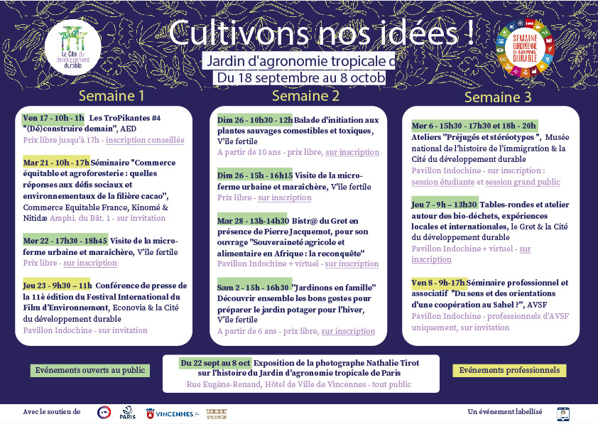 Programme SEDD 2021 (cité du développement durable/jardin d'agronomie tropicale) Programme SEDD 2021