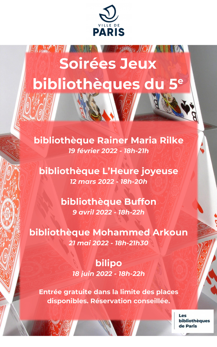 soirées jeux dans les bibliothèques du 5eme arrondissement