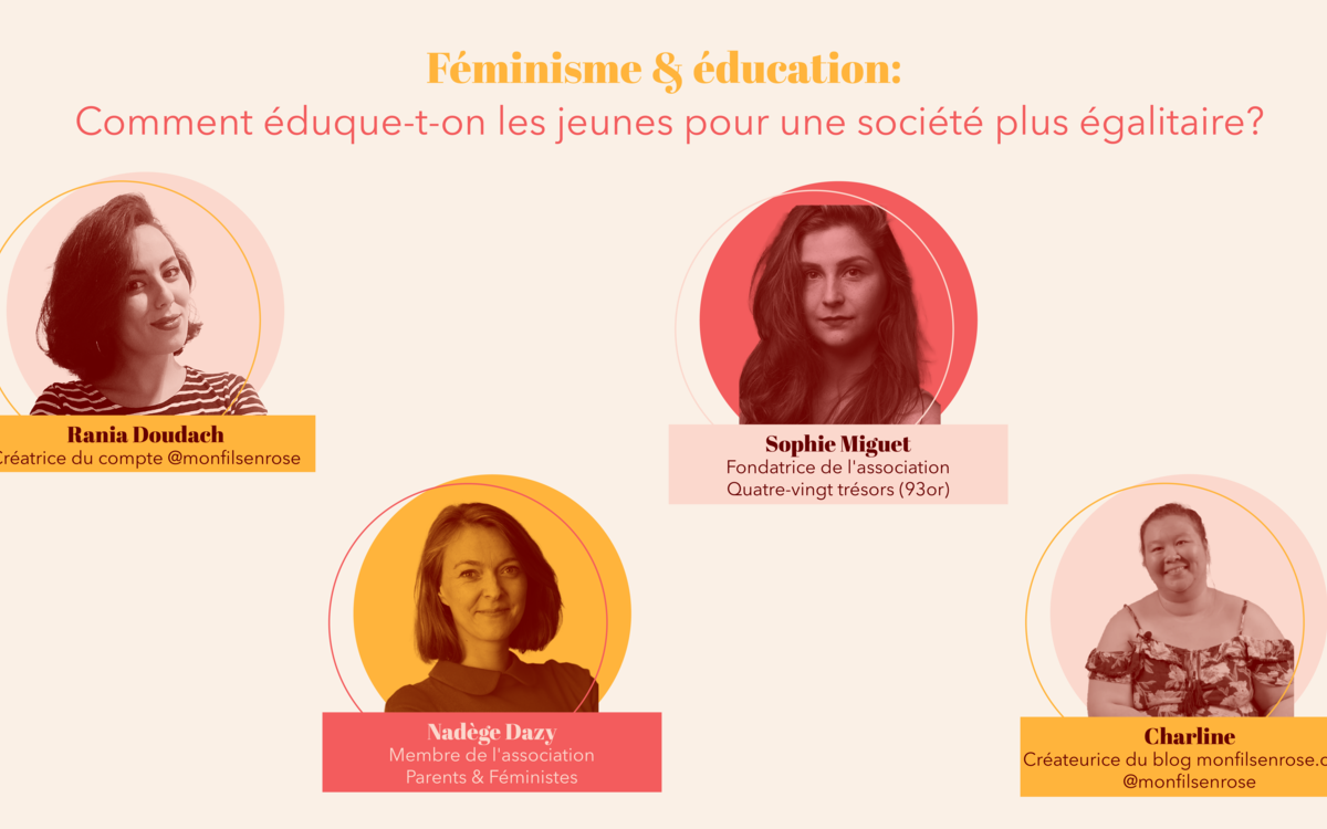 Les 4 intervenant.e.s de la table ronde comment éduque-t-on nos jeunes vers une société plus égalitaire