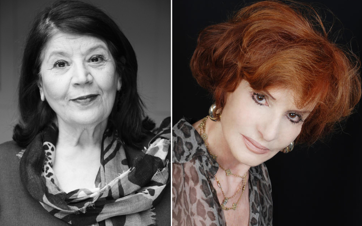 Deux photographies : une de Jila Mossaed en noir et blanc qui sourit, une de Vénus Khoury-Ghata avec la tête penchée. 