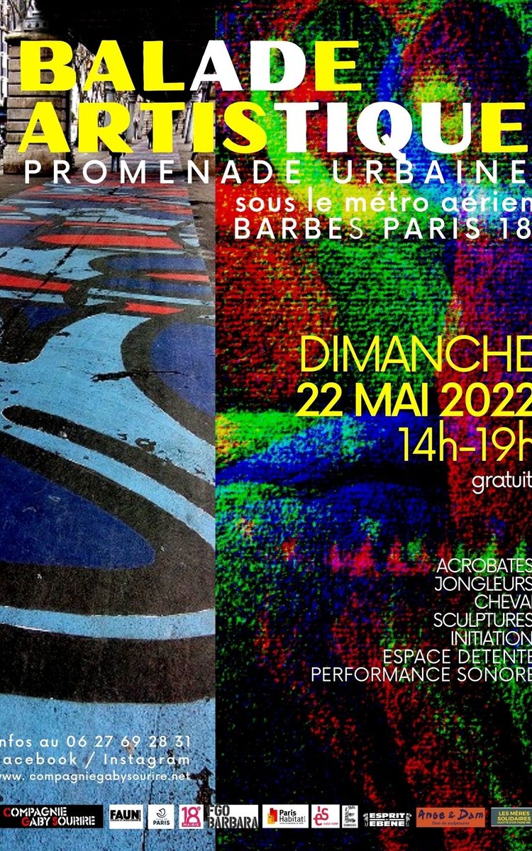 Le 22 mai embarquez pour une balade artistique insolite sous le métro Barbès devant le centre FGO Barbara pour découvrir 8 circassiens qui pourront vous initier au jonglage et aux acrobaties, des sculptures géantes animées, une performance avec un cheval et sa cavalière, un DJ, un espace détente. Nous vous attendons pour mettre de la poésie dans votre dimanche ! Entrée libre, à partir de 14h00