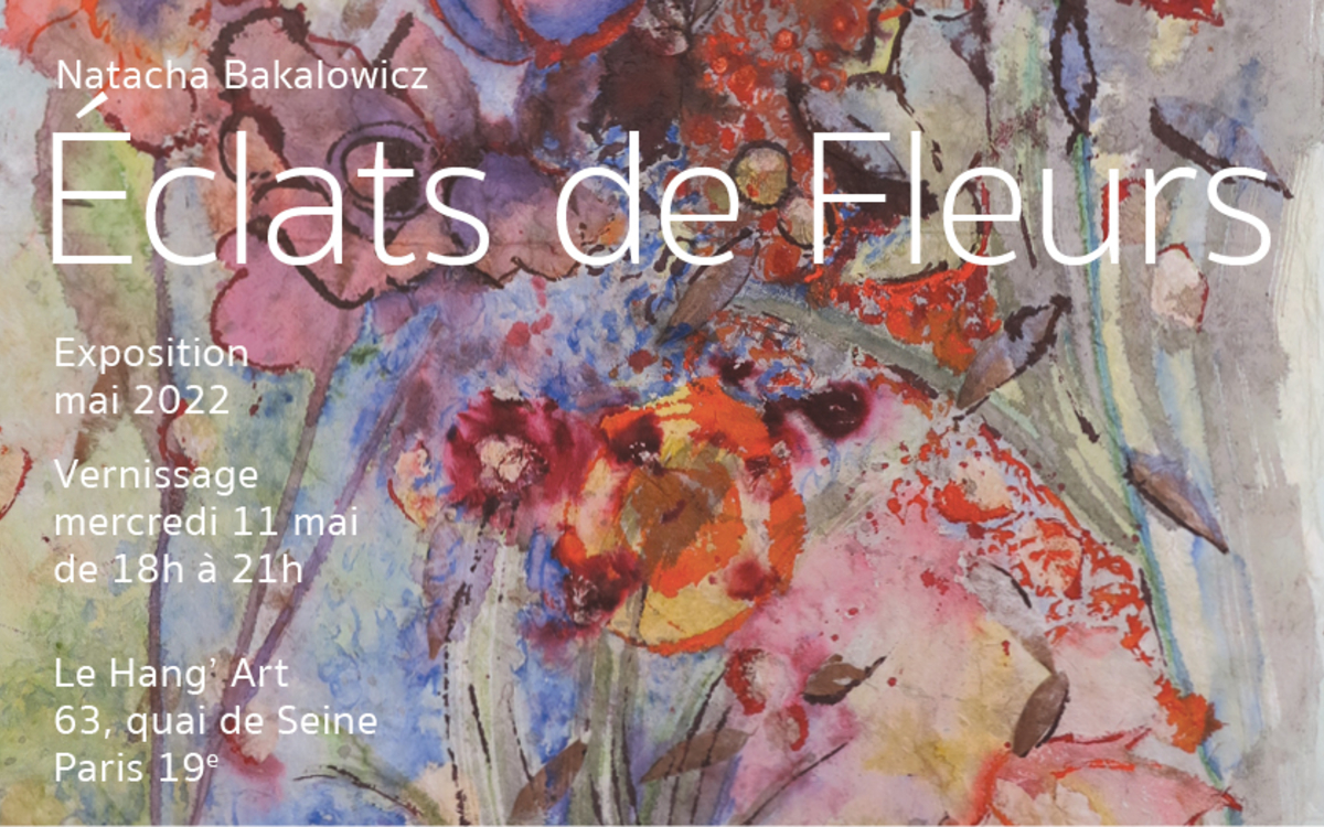 Exposition Eclats de Fleurs de Natacha Bakalowicz Aquarelles 90 sur 90 cm