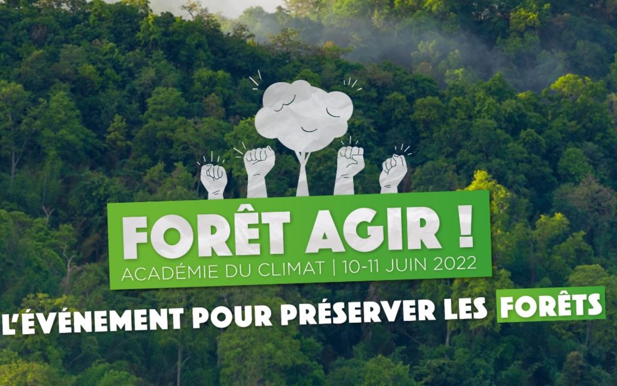 visuel de forêt et dessin de poings levés pour l'action !
