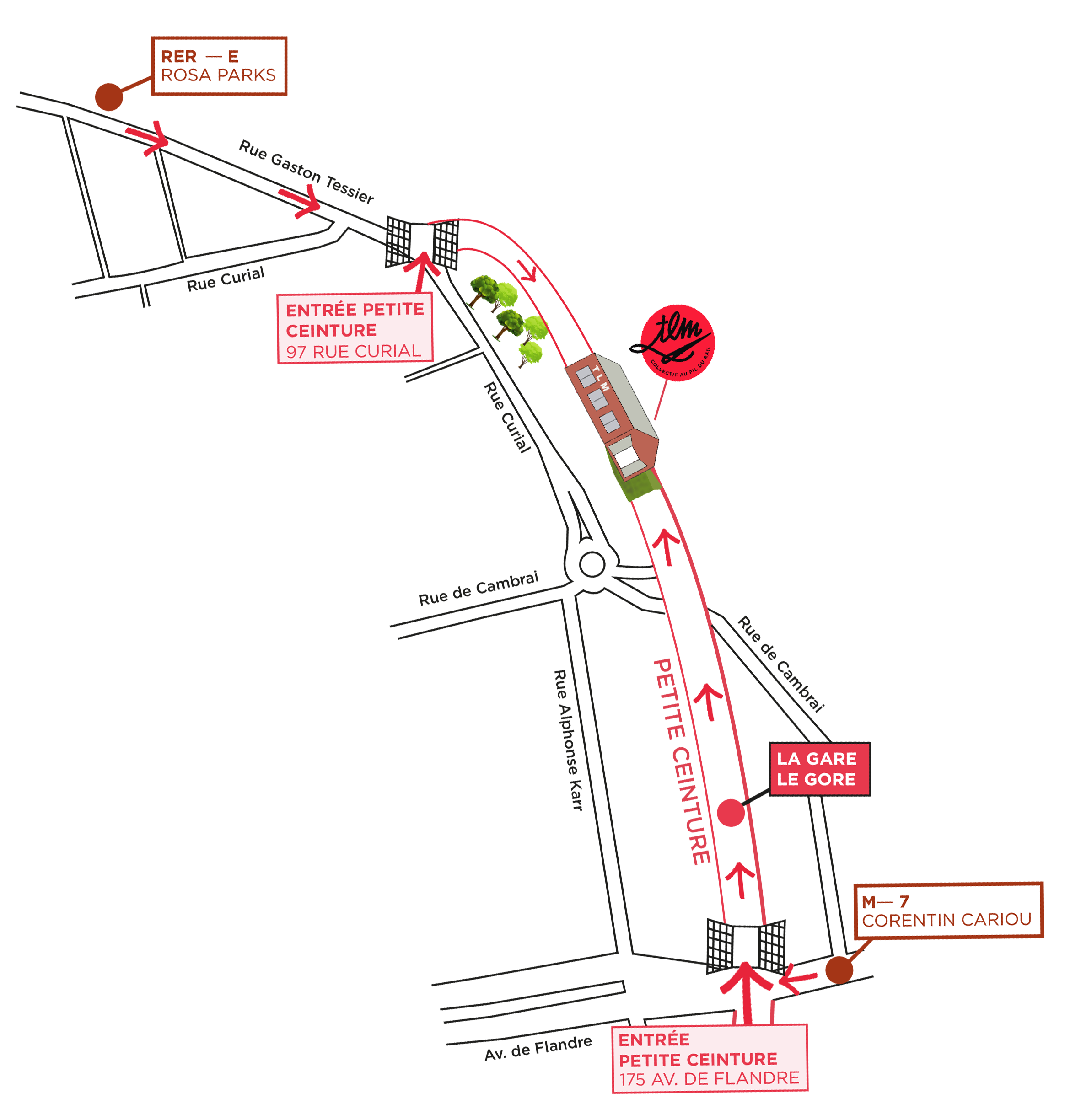 Plan d'accès au TLM - Au Fil du Rail